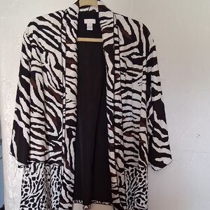 Zebra Print Open Front Cardigan